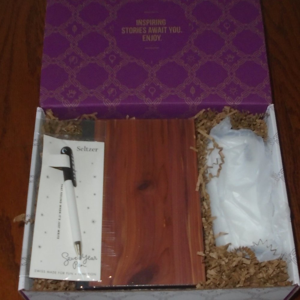 Gift package with journal pen white steel tumbler